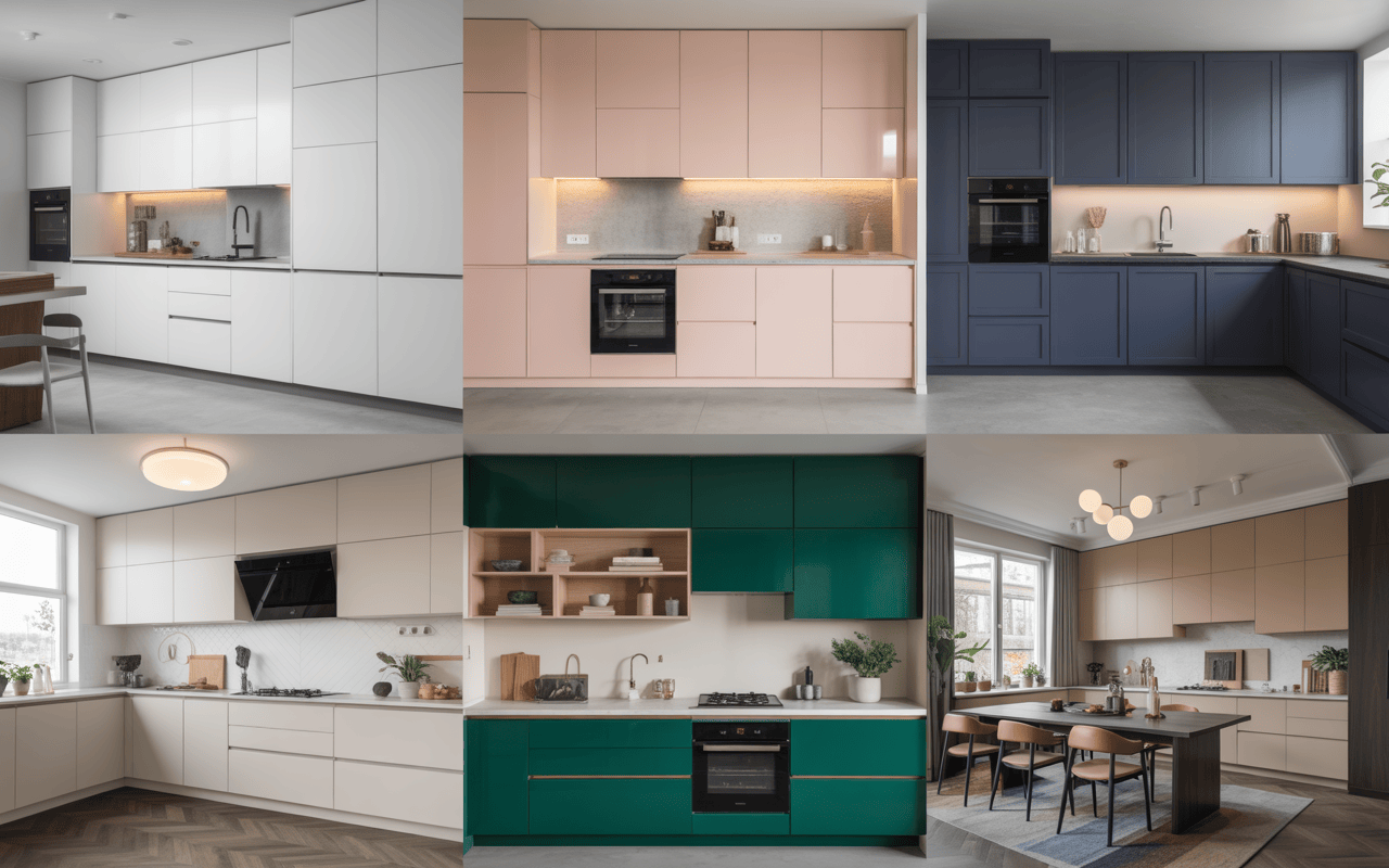 Trendy latest acrylic modular kitchen designs in bold and pastel color themes