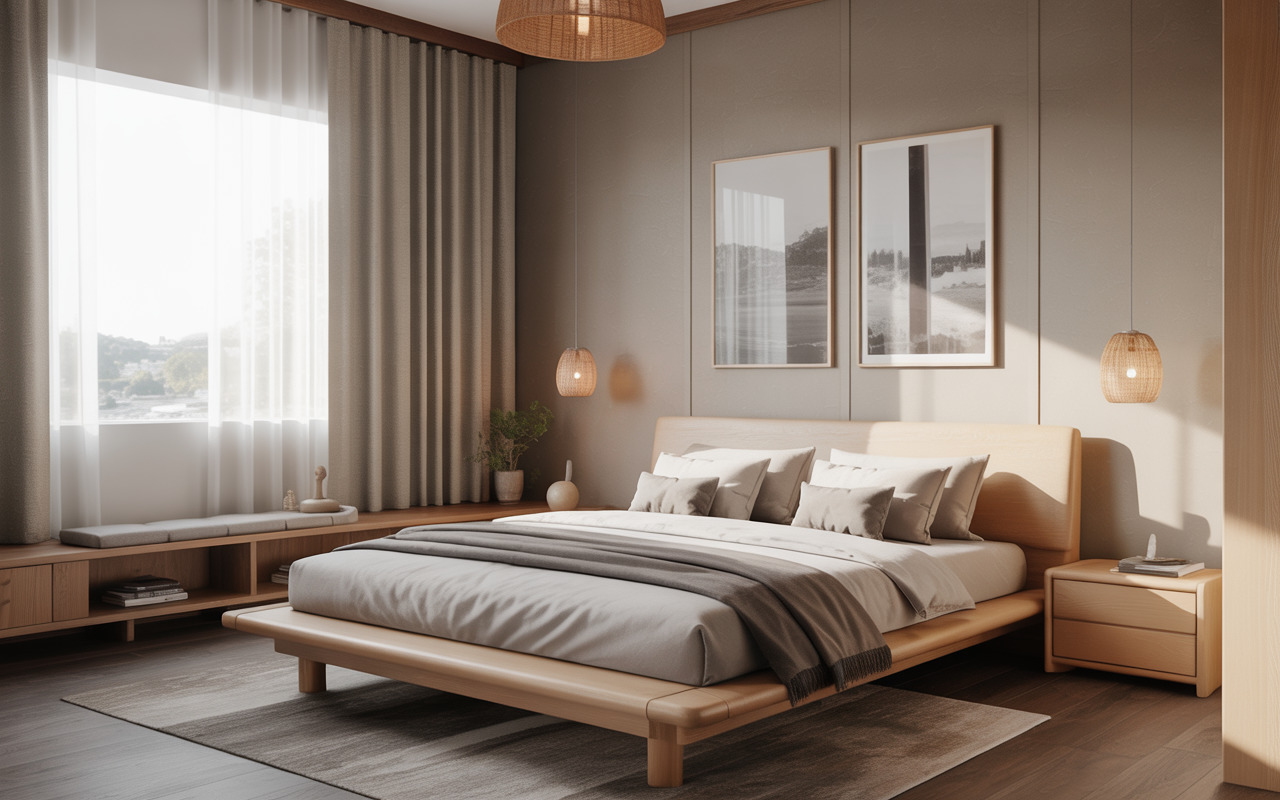 Cozy contemporary interior design trends in Thane meet minimalist bedroom bliss