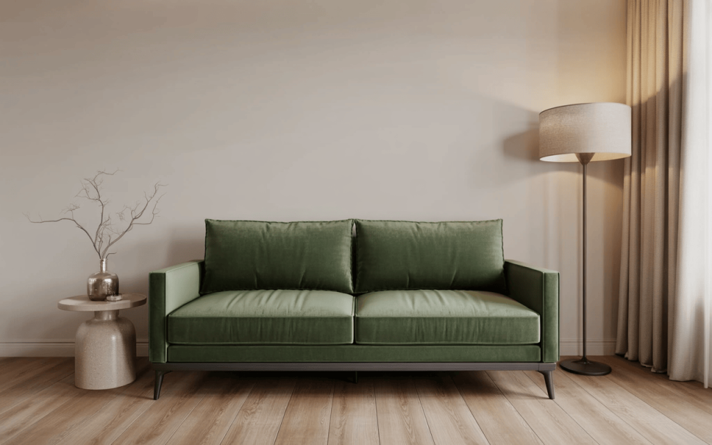 Minimalist sofa design for small living room with modern green seating style
