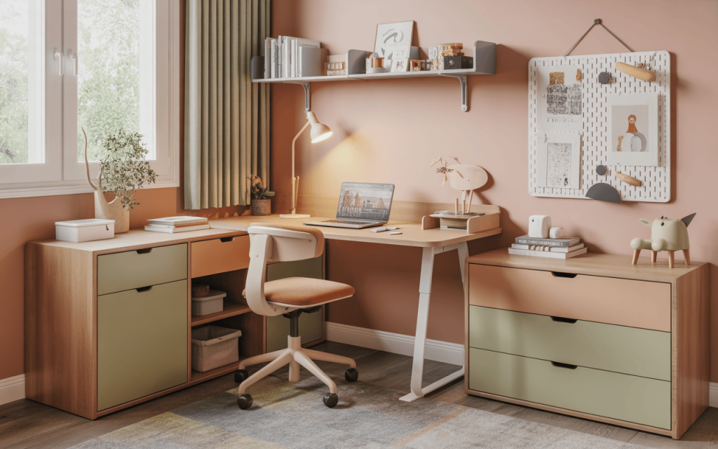 Compact kids bedroom furniture ideas for small rooms with cozy study desk setup