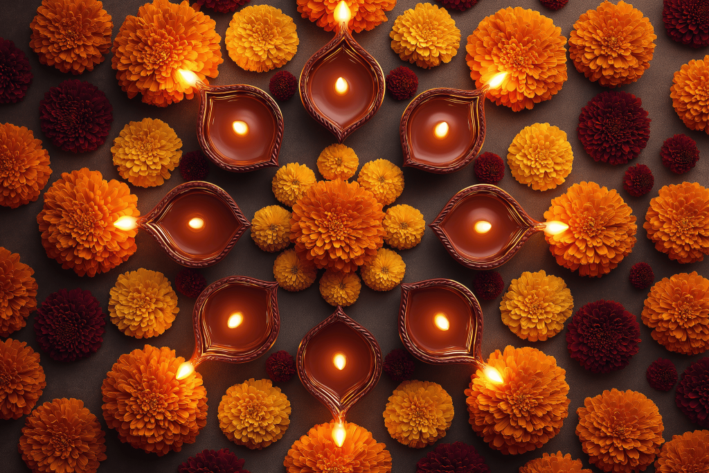 Radiant creative Dussehra decoration ideas for home using flowers and diyas