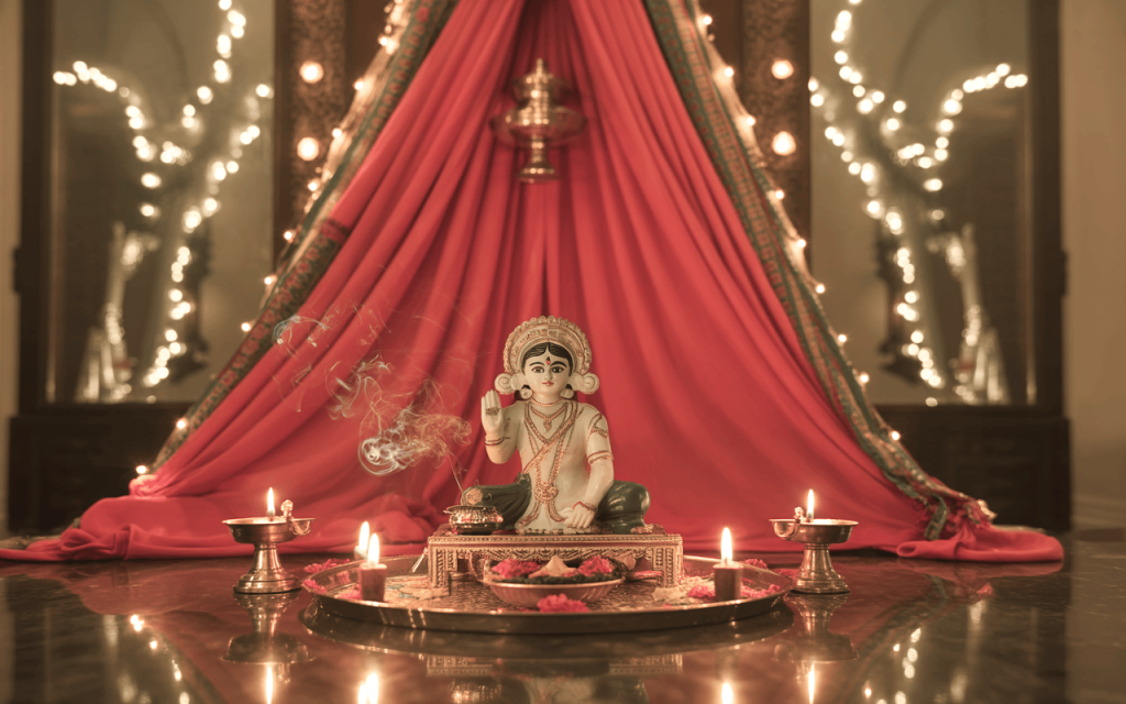 Divine dussehra decoration tips with drapes, diyas and incense aura