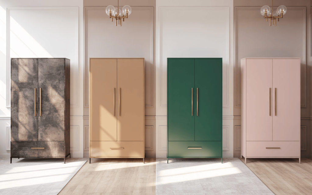 Vibrant best colour for steel almirah designs in a stylish modern interior layout