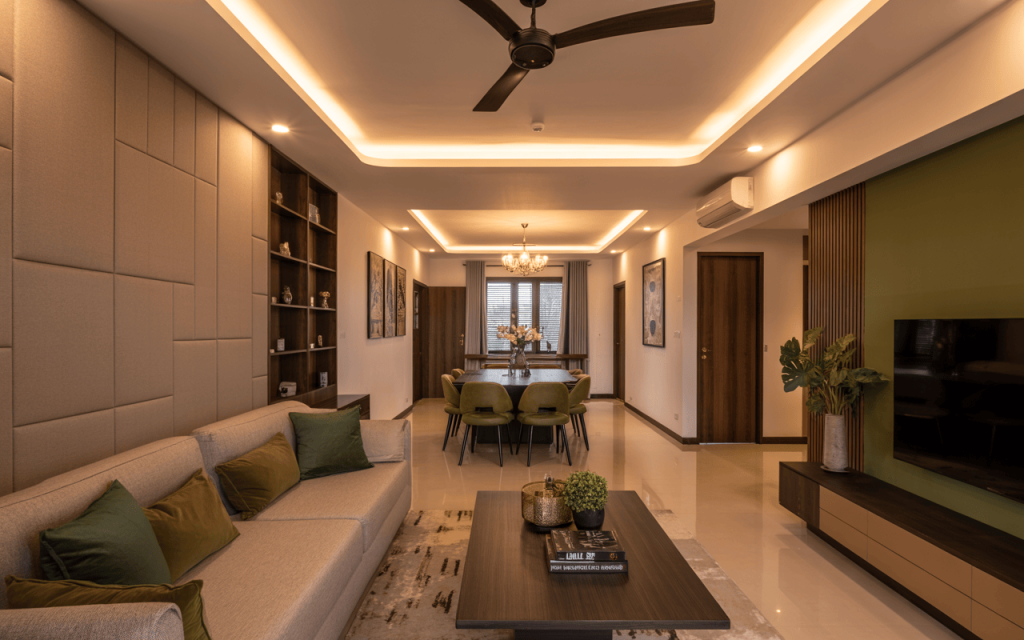 Contemporary false ceiling latest design for hall with modern lighting and decor