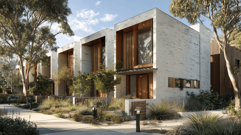 Elegant modern contemporary house design with clean lines and natural textures