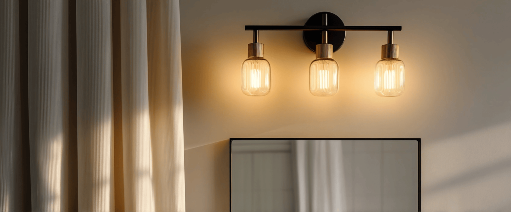 Warm lighting for simple small house design with wall-mounted bulb fixture