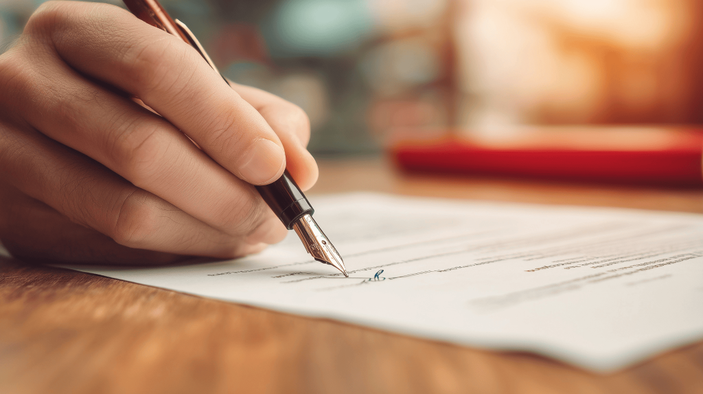 Agreement best dream house design signed with fountain pen on contract paper