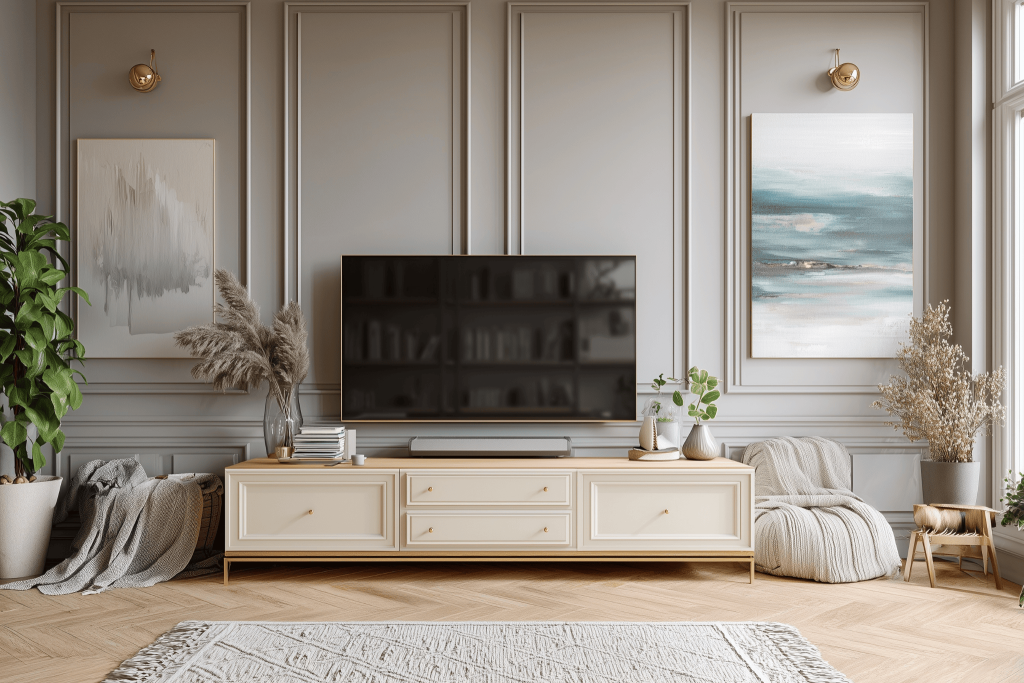 Elegant simple tv cabinet design creating a warm and stylish living atmosphere
