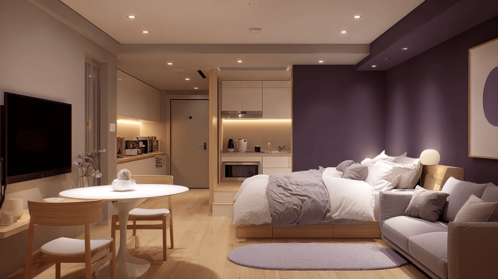 Elegant best two colour combination for bedroom walls with soft purple tones