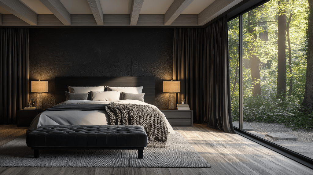 Modern best wall paint for bedroom with dark tones and elegant luxury design