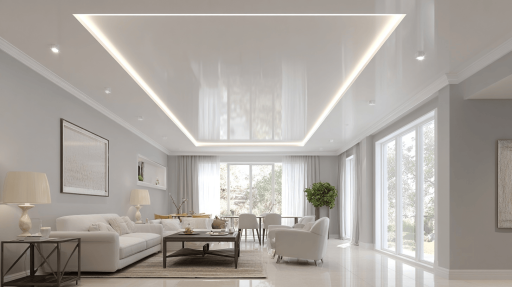Elegant ceiling profile light design enhancing a modern living room 