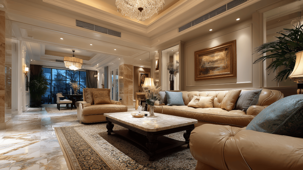 Luxurious simple house interior design living room with elegant décor