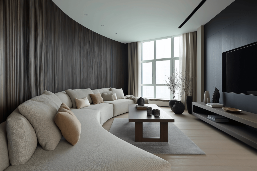 Luxury modern sofa design creating a warm and stylish contemporary living room