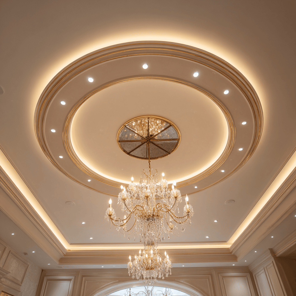 Luxurious best pop false ceiling design with elegant lighting and crystal chandeliers