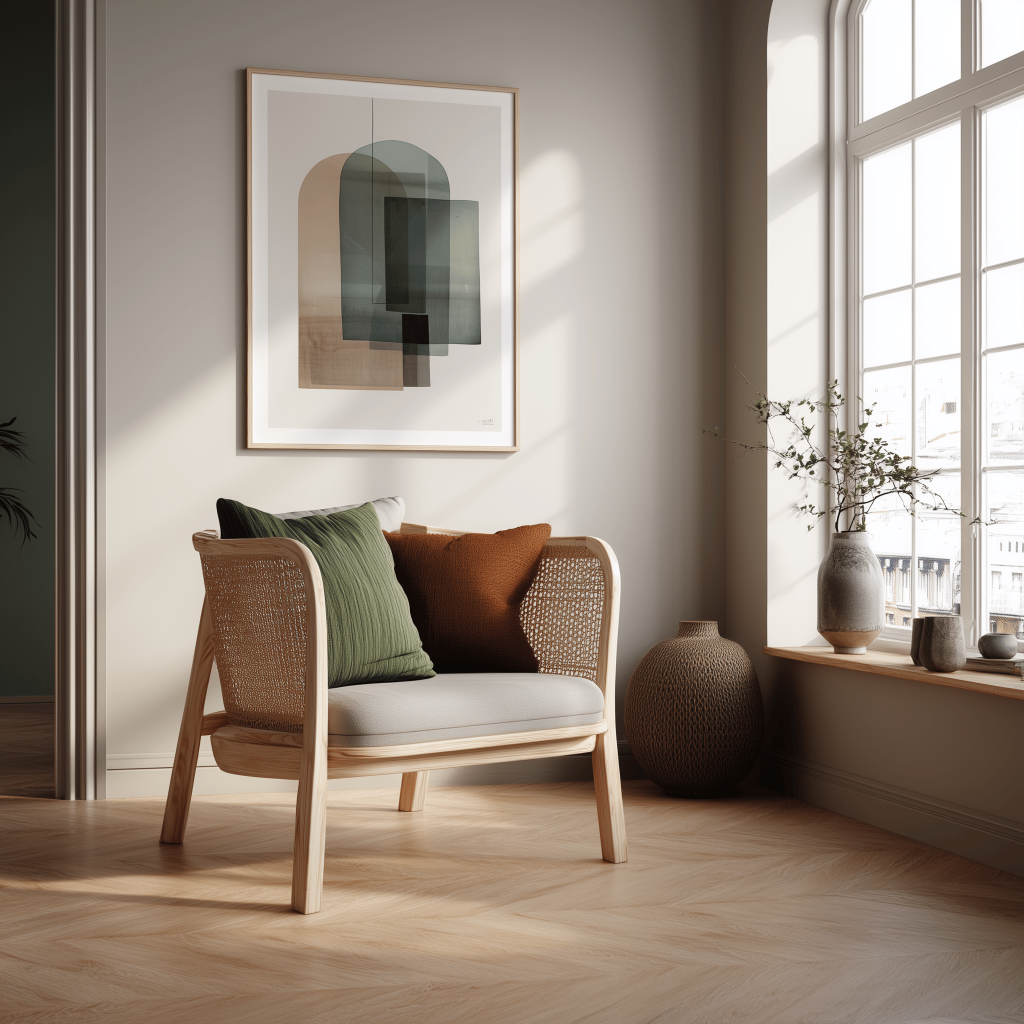 Elegant modern wooden chair design with cozy cushions for a bright living corner