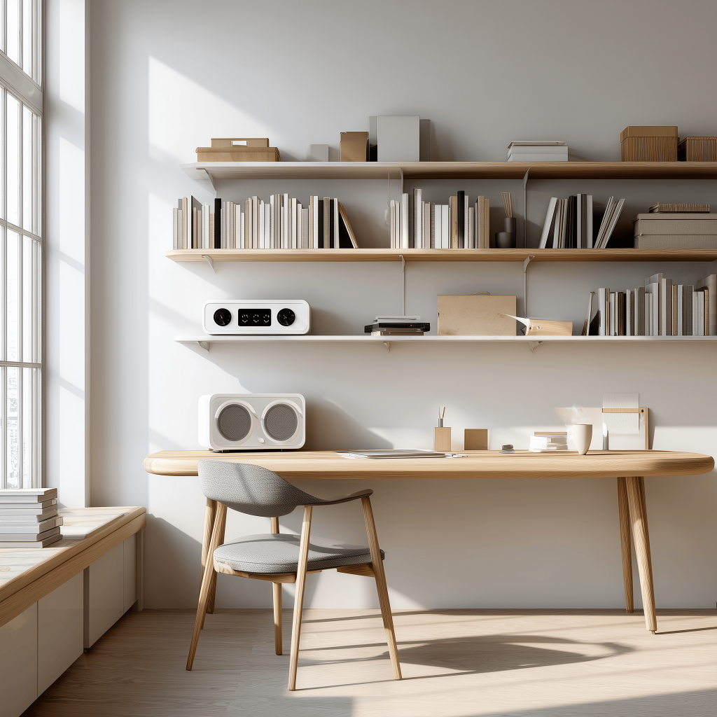 Minimalist modern wooden chair design for elegant and cozy home workspace