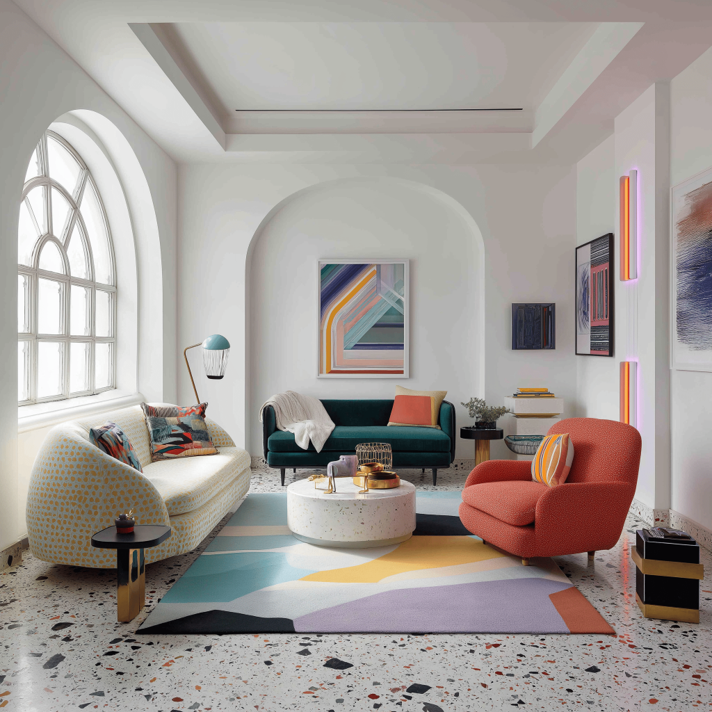 Vibrant latest tiles design for hall enhancing modern and colorful living decor