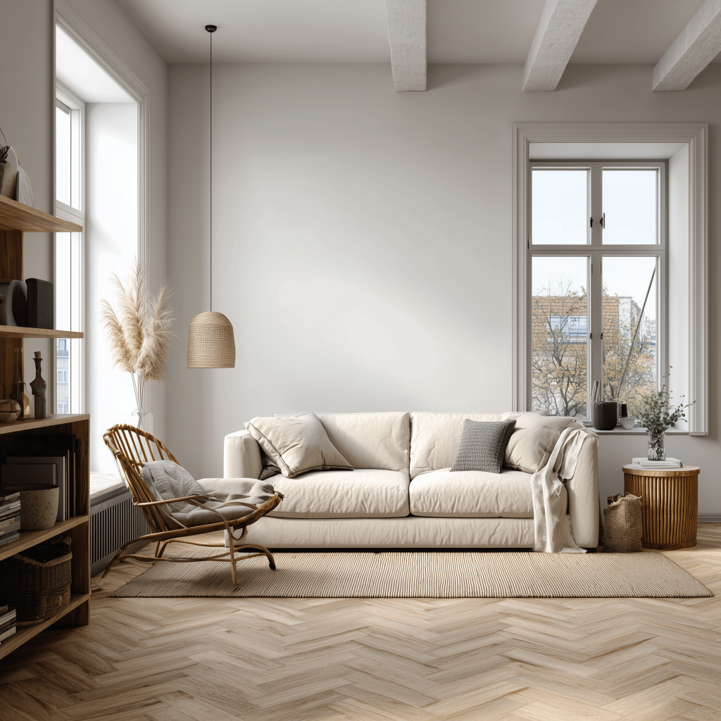 Cozy simple tiles design for hall creating a warm and minimalist living ambiance