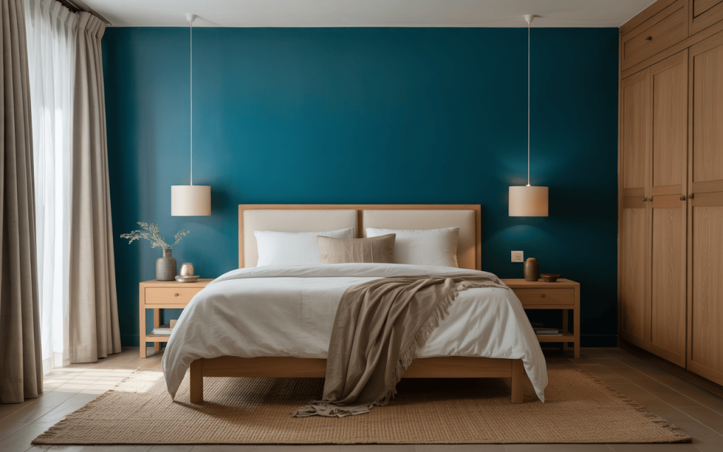 Kids bedroom wall decor with colourful mural and playful storage