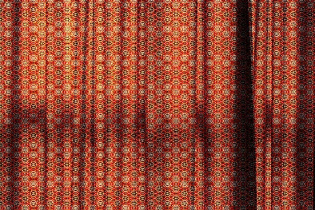 Modern bedroom curtain ideas with bold red patterned fabric for stylish decor