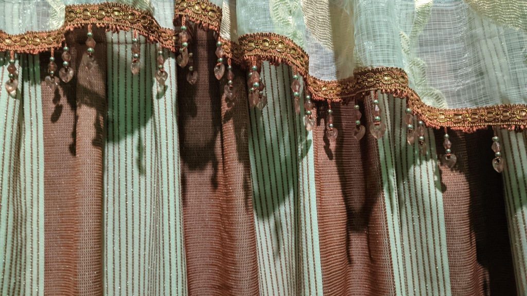 Traditional bedroom curtain ideas with elegant embroidery and crystal bead design