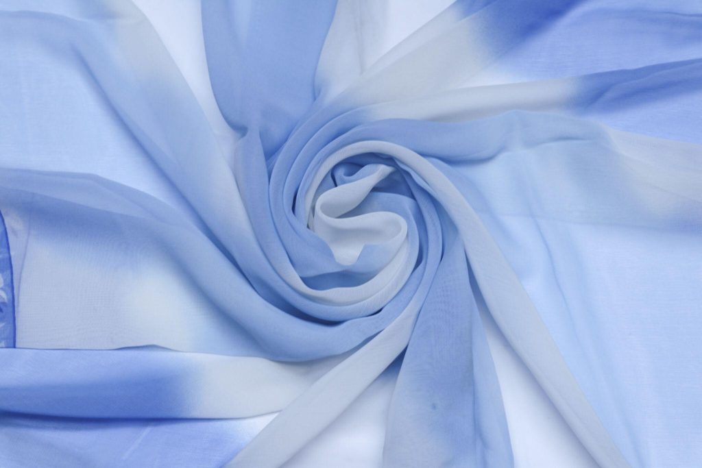 Soft contemporary bedroom curtain ideas with elegant blue and white fabric texture