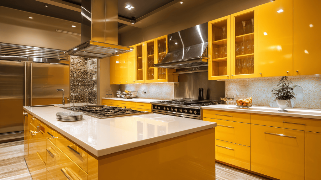 Modern acrylic sheet interior design creating a vibrant and luxurious kitchen space