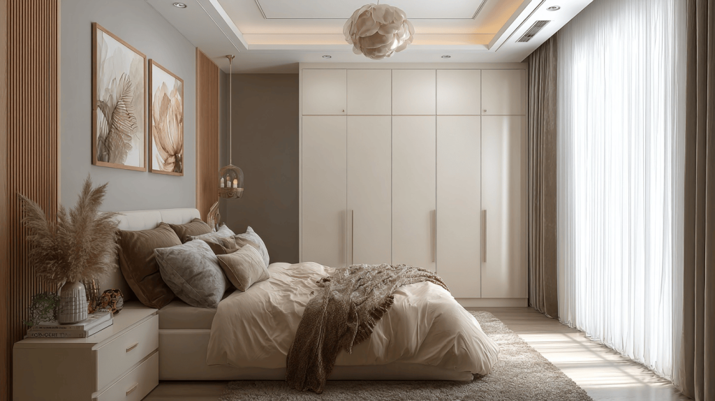 Modern acrylic sheet design for bedroom creating a warm and elegant interior look