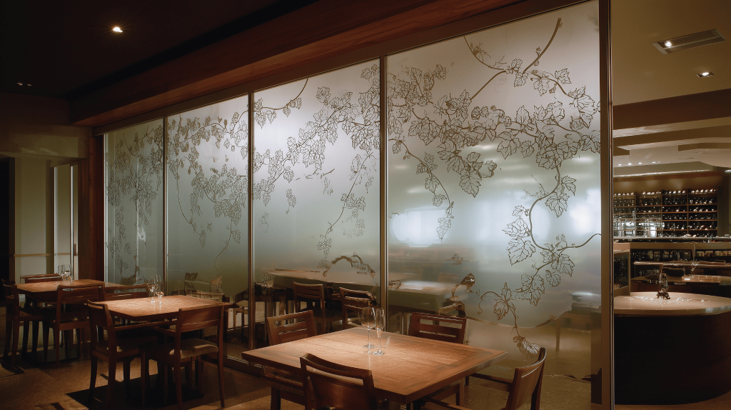 Elegant wall acrylic sheet design adding privacy and style to modern restaurant interiors