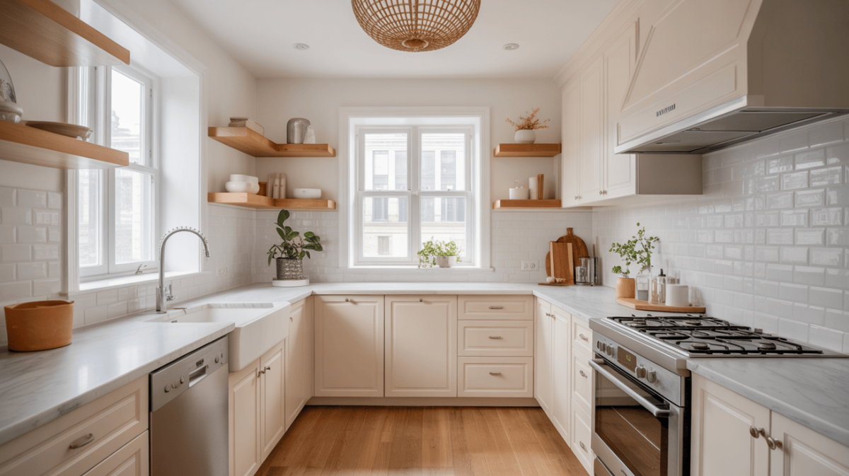Smart l shaped kitchen cabinets with efficient cabinet layout ideas for ...