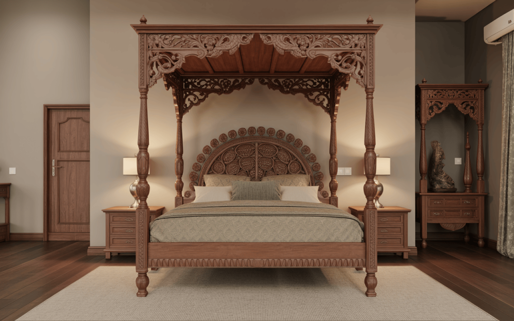 Modern traditional bedroom ideas with bold accent wall and classic decor