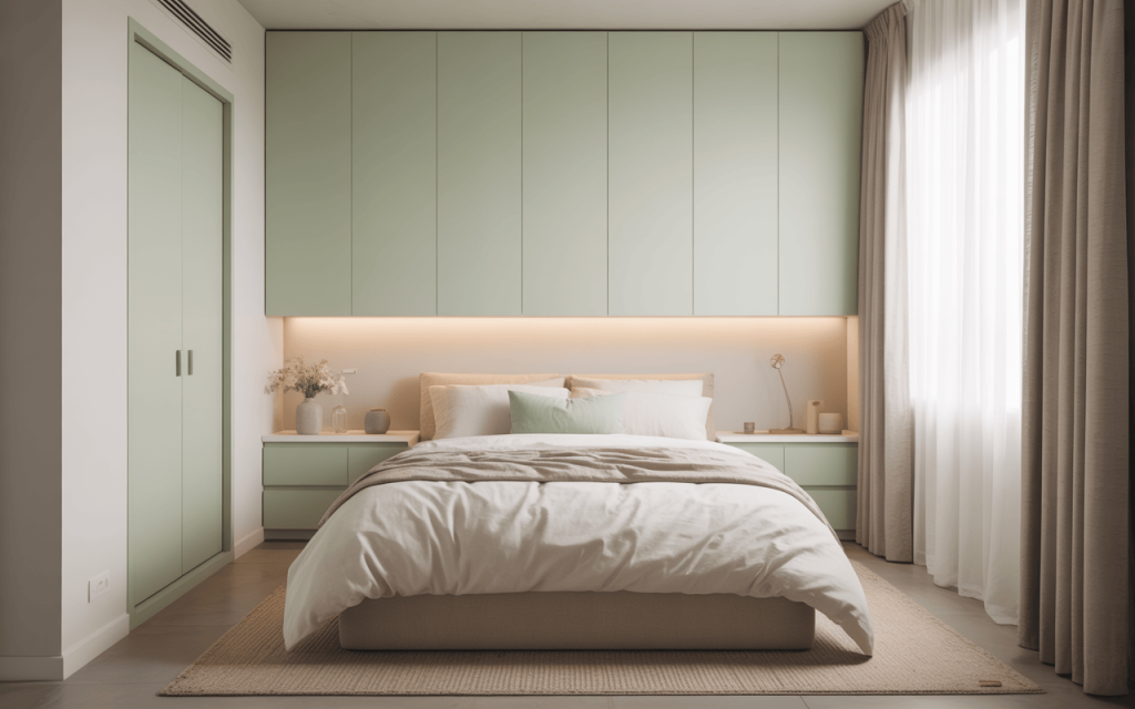 Simple small bedroom cupboard designs with pull-out bed functionality