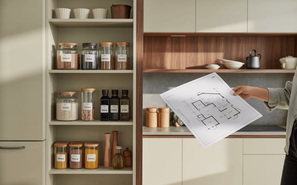 Well-planned modular kitchen pantry unit design combining function with modern elegance