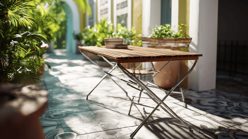 Stylish folding tea table design for modern outdoor spaces and garden relaxation