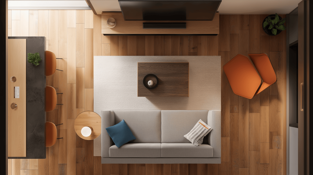 Minimal latest interior design trends with modern layout and warm wooden flooring