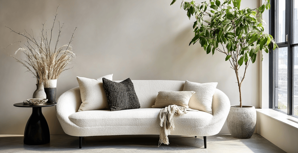 Minimalist living room interior design trends with neutral décor and natural light