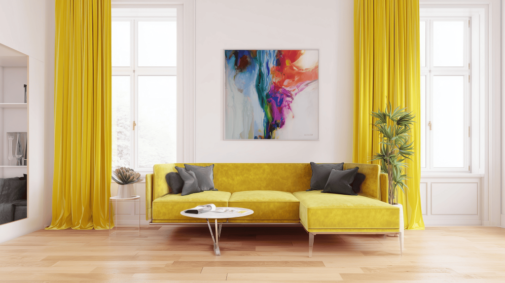 Vibrant trending interior colours 2026 with bold yellow tones and modern accents