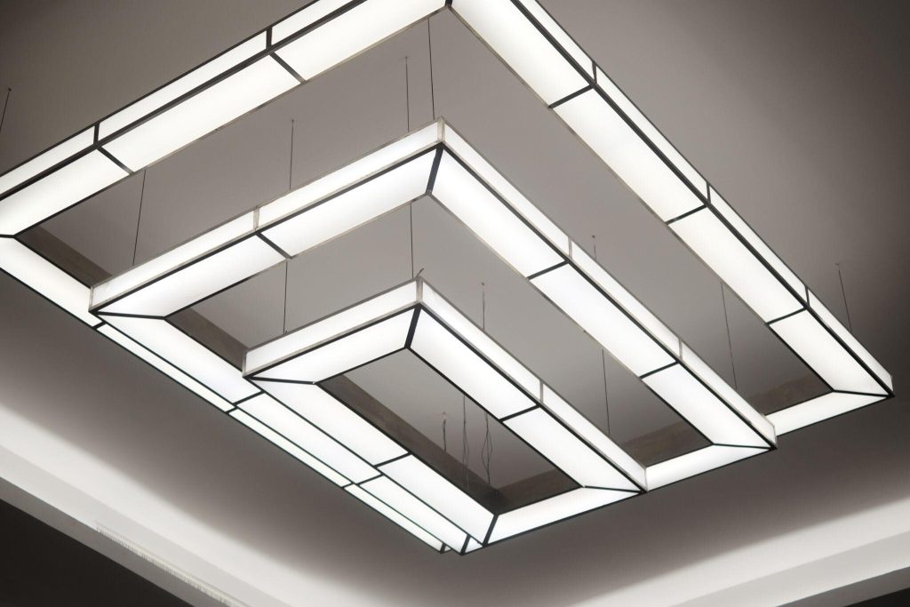 Modern false ceiling design trends with geometric LED lighting for contemporary interiors