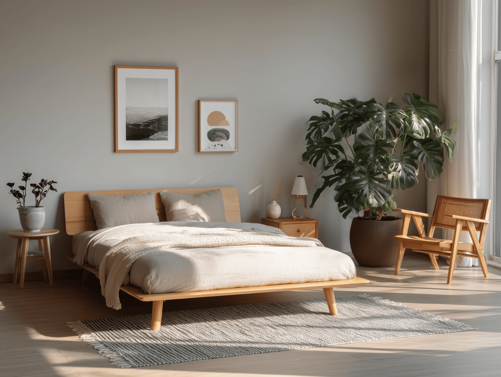 Minimalist master bedroom design trends with wooden furniture and natural lighting