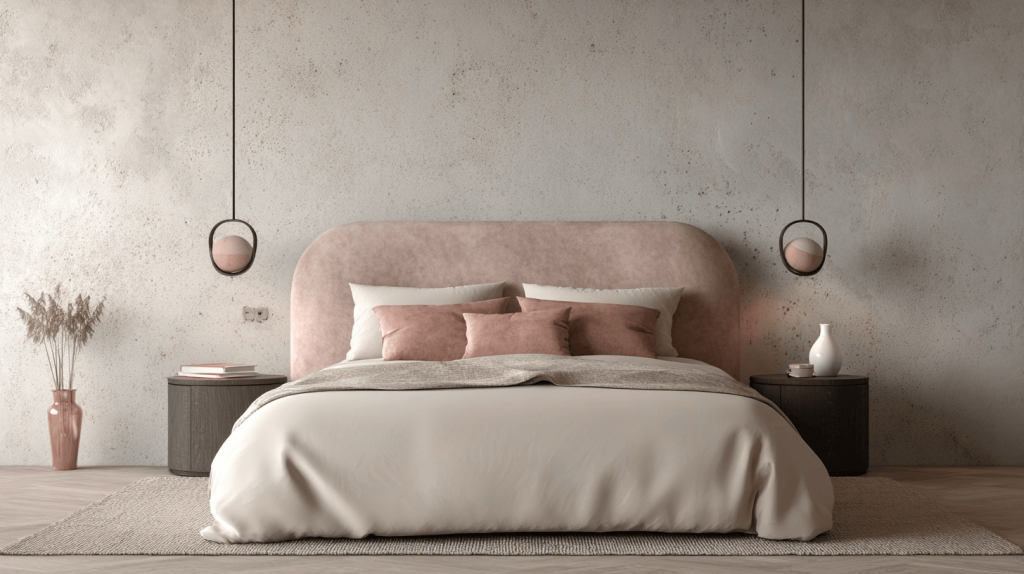 Soft pastel master bedroom design trends with blush tones and minimalist elegance