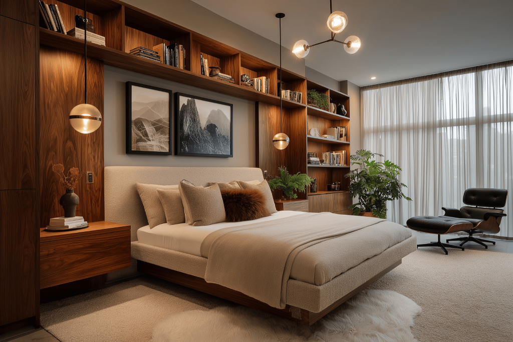 Elegant master bedroom design trends with warm wood tones and modern cozy accents