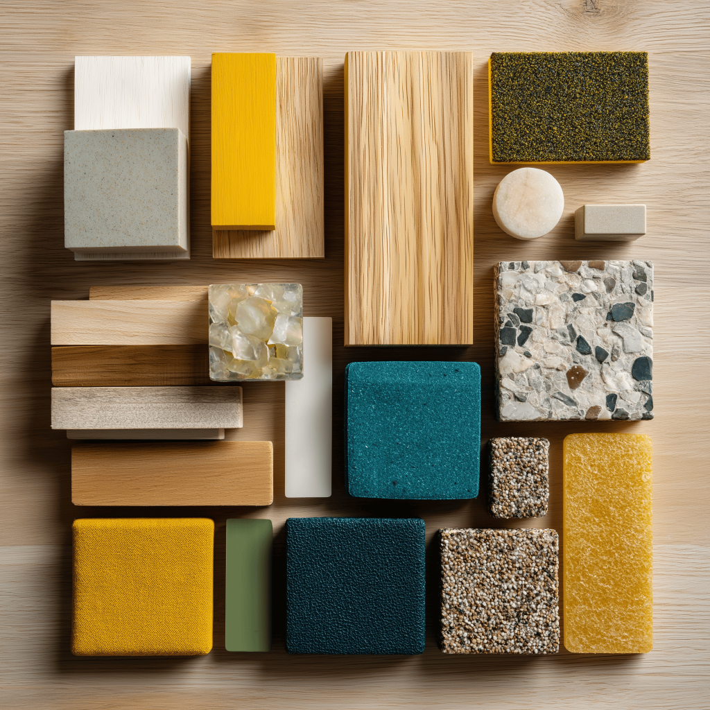 Modern kitchen using concrete and stone interior design building materials for a sleek finish