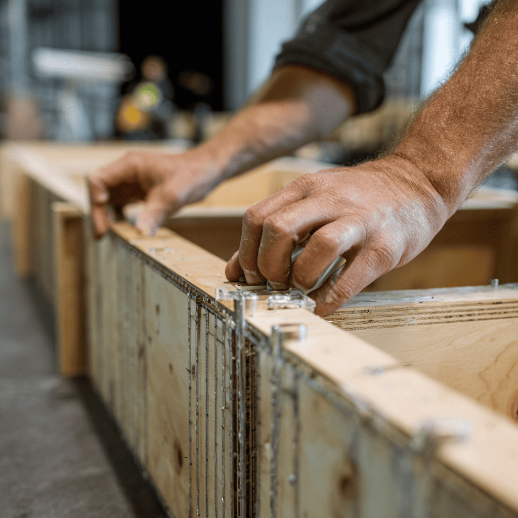 Carpenter assembling a wooden frame, demonstrating the practical application of plywood for cost of plywood door frames