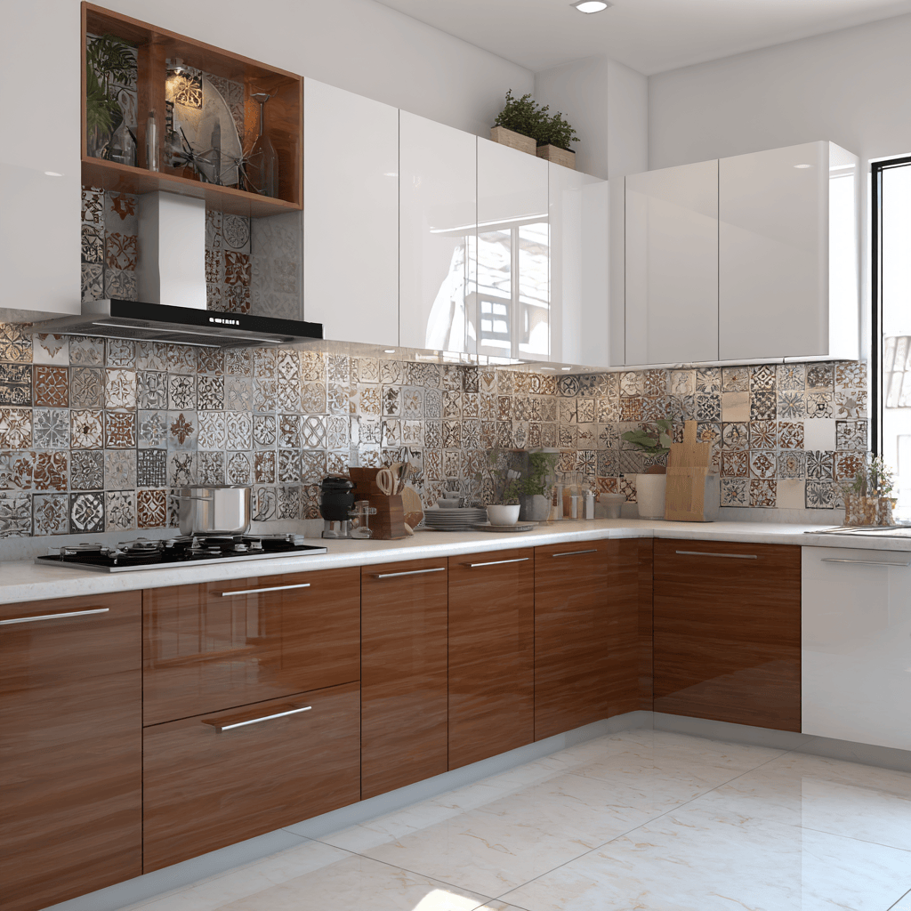 Compact straight kitchen layout highlighting affordable PVC modular kitchen cost options