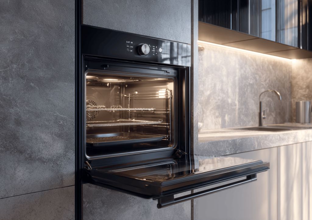3D floor plan view demonstrating how modular kitchen cost per sq ft is calculated