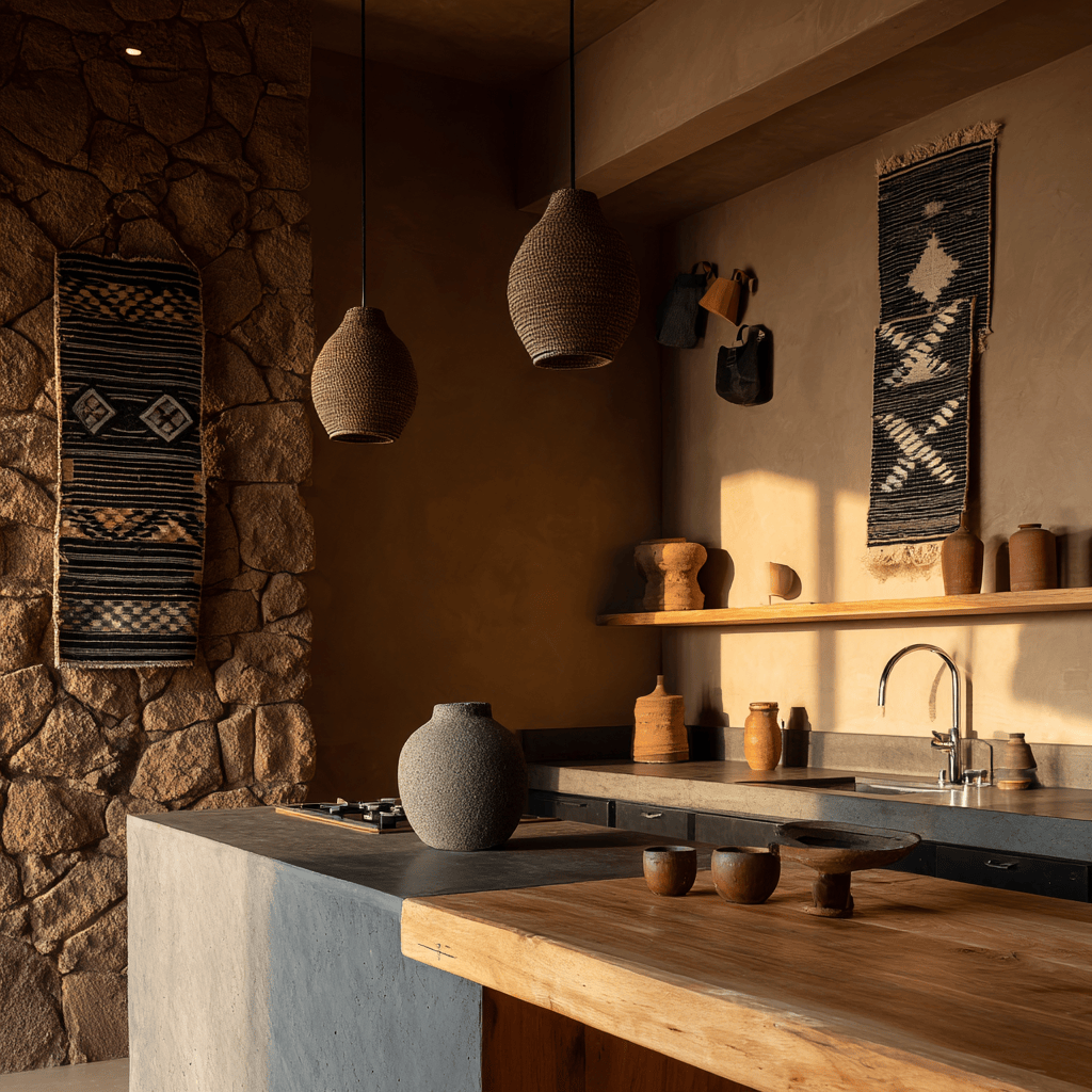 Modern kitchen interior design featuring a central island that serves as a focal point and prep area