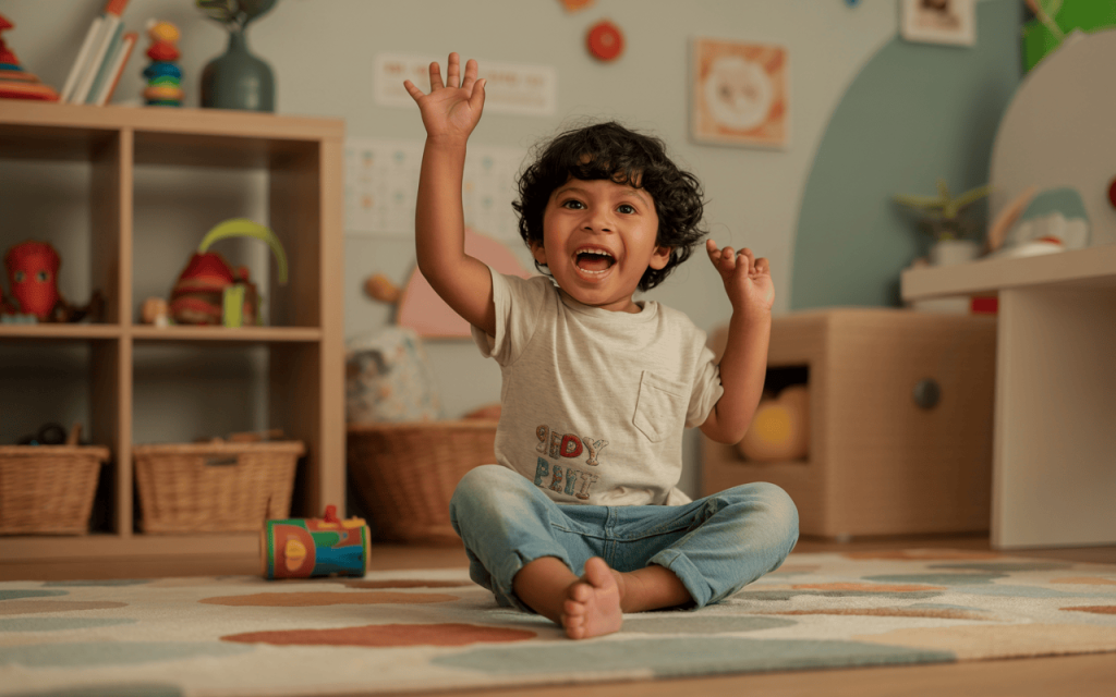 Joyful kids playroom setup designed for fun learning and creative play moments