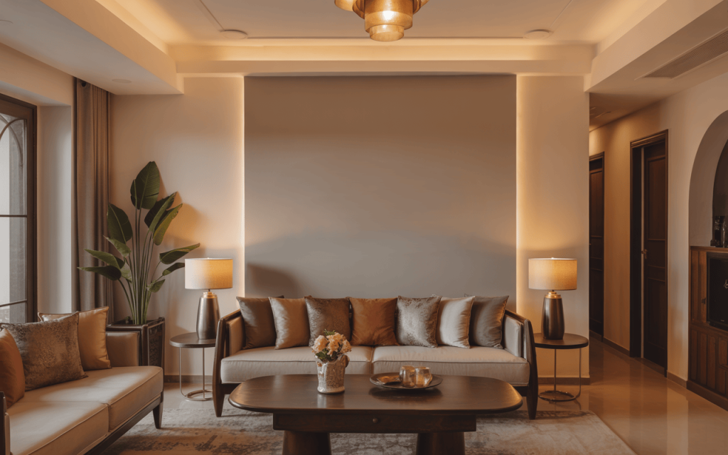 Elegant wall stickers for living room adding warmth and modern charm to the space