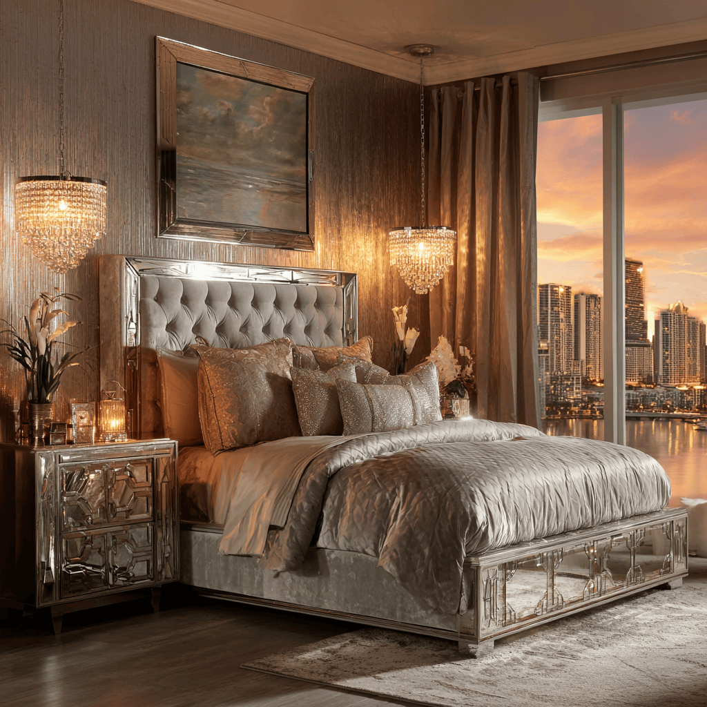 Latest master bedroom interior design with luxury lighting and textures