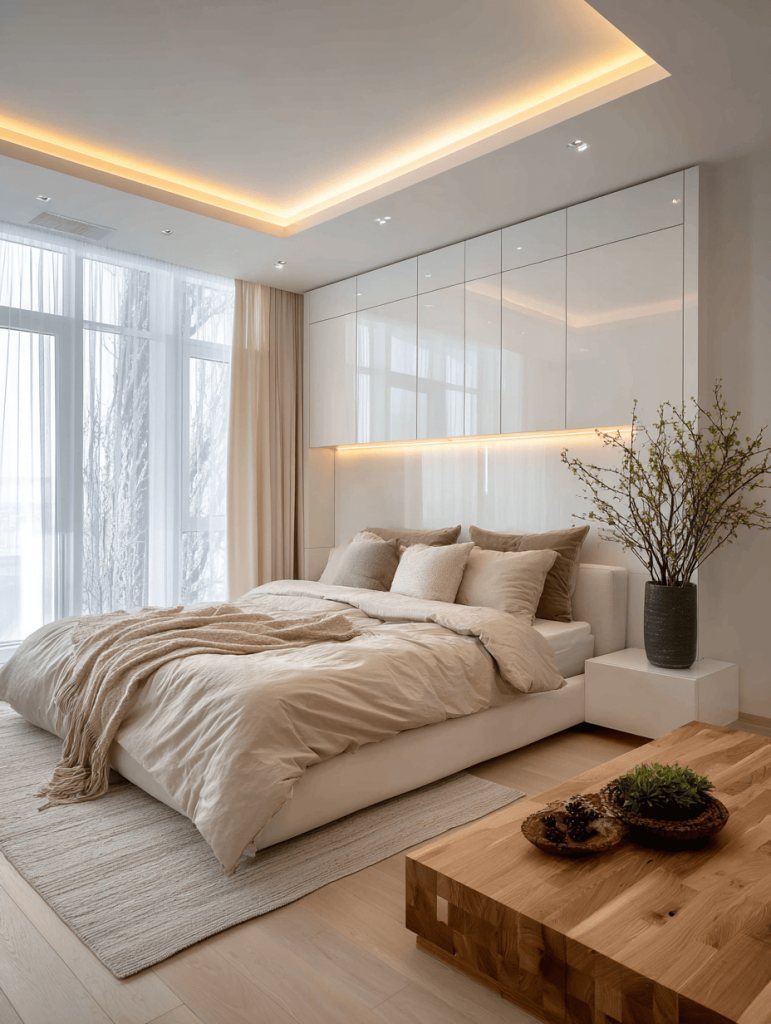 Latest master bedroom interior design with modern lighting and neutral tones